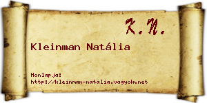Kleinman Natália névjegykártya